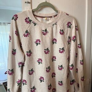 Boden Floral Sweatshirt crewneck 100% cotton oatmeal